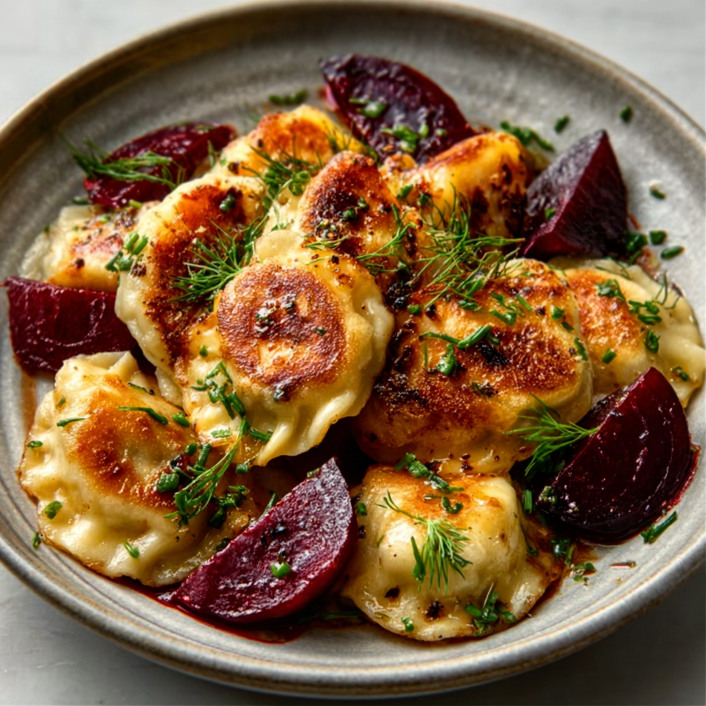 Sheet‑Pan Pierogi and Beets