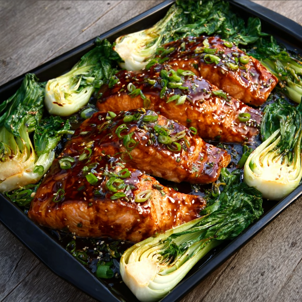Sheet‑Pan Teriyaki Salmon with Bok Choy