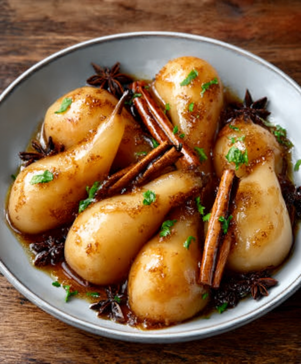 Spiced Chai Poached Pears