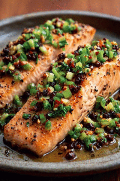 Spicy Salmon with Nut Salsa