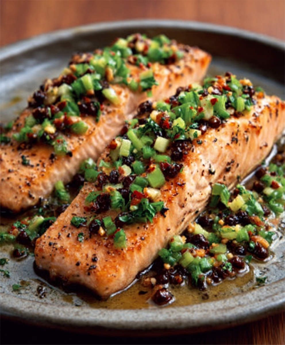 Spicy Salmon with Nut Salsa