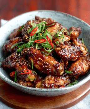 Current image: Sticky Chicken Wings with Plum Ketchup