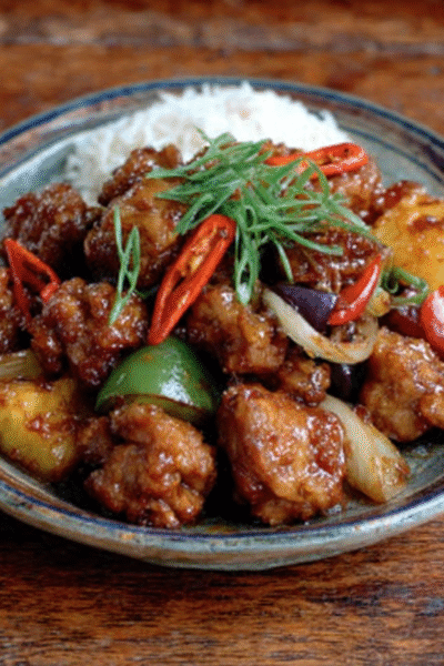 Sweet-and-Sour Pork with Plum Wedges