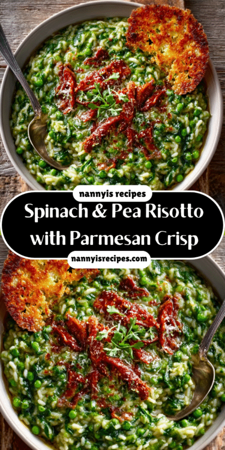 Spinach & Pea Risotto with Parmesan Crisp: A Creamy Delight! 7 34 2