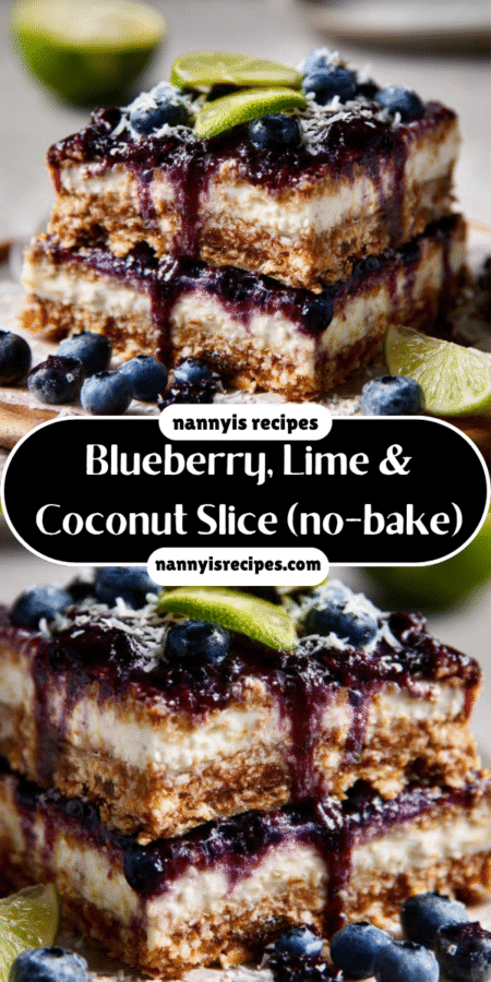 Blueberry, Lime & Coconut Slice (no-bake) delights you! 7 40 2