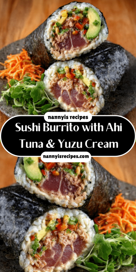 Sushi Burrito with Ahi Tuna & Yuzu Cream: Taste Bliss! 4 77