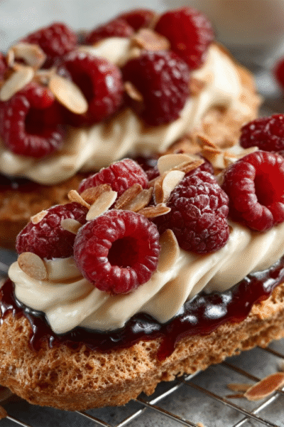 Almond Raspberry Éclair Towers