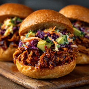 BBQ Jackfruit Sliders with Avocado Slaw