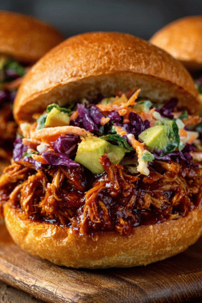 BBQ Jackfruit Sliders with Avocado Slaw