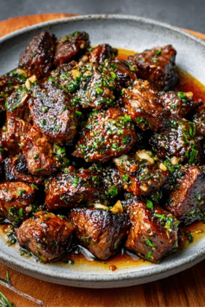 Black Garlic Butter Steak Bites