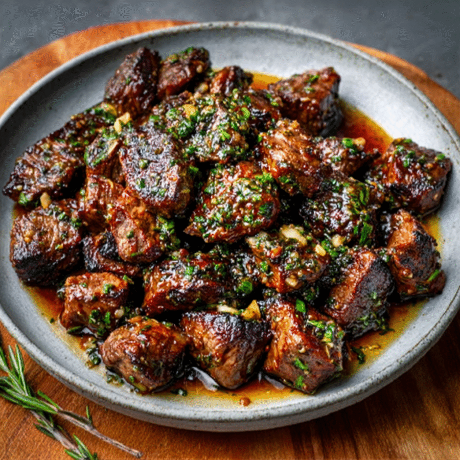Black Garlic Butter Steak Bites