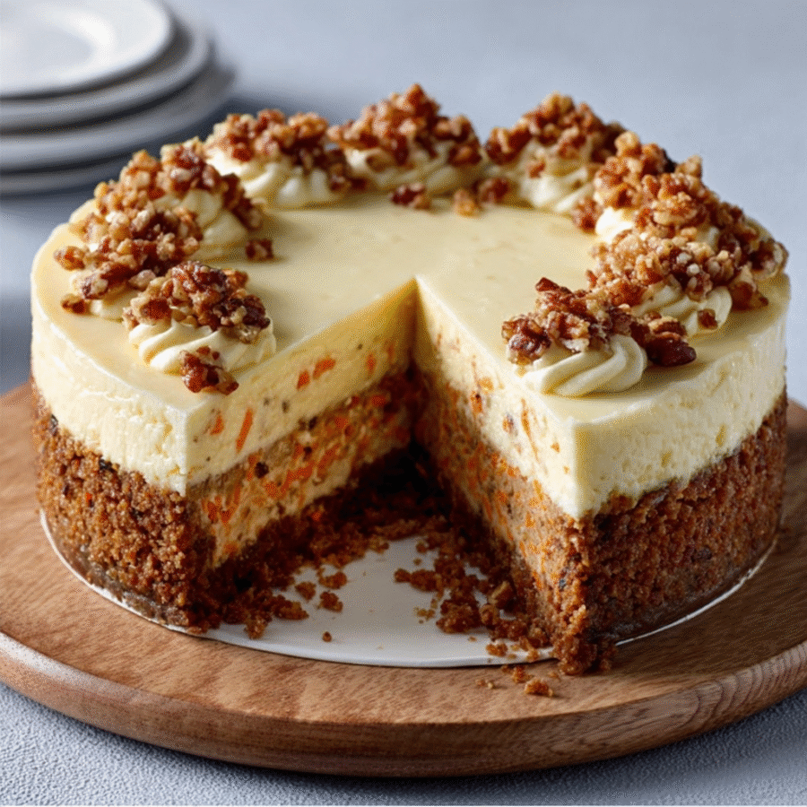 Carrot Cake Cheesecake with Creamy Topping: Indulge Today! 6 Carrot Cake Cheesecake with Creamy Topping