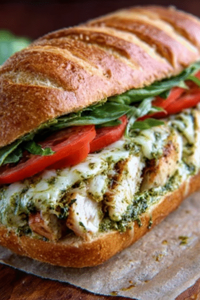 Chicken Pesto and Mozzarella Sandwich