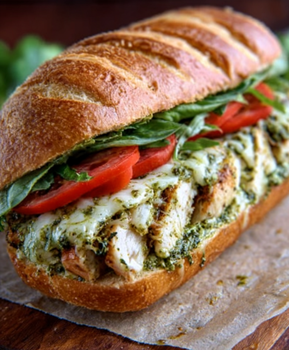 Chicken Pesto and Mozzarella Sandwich
