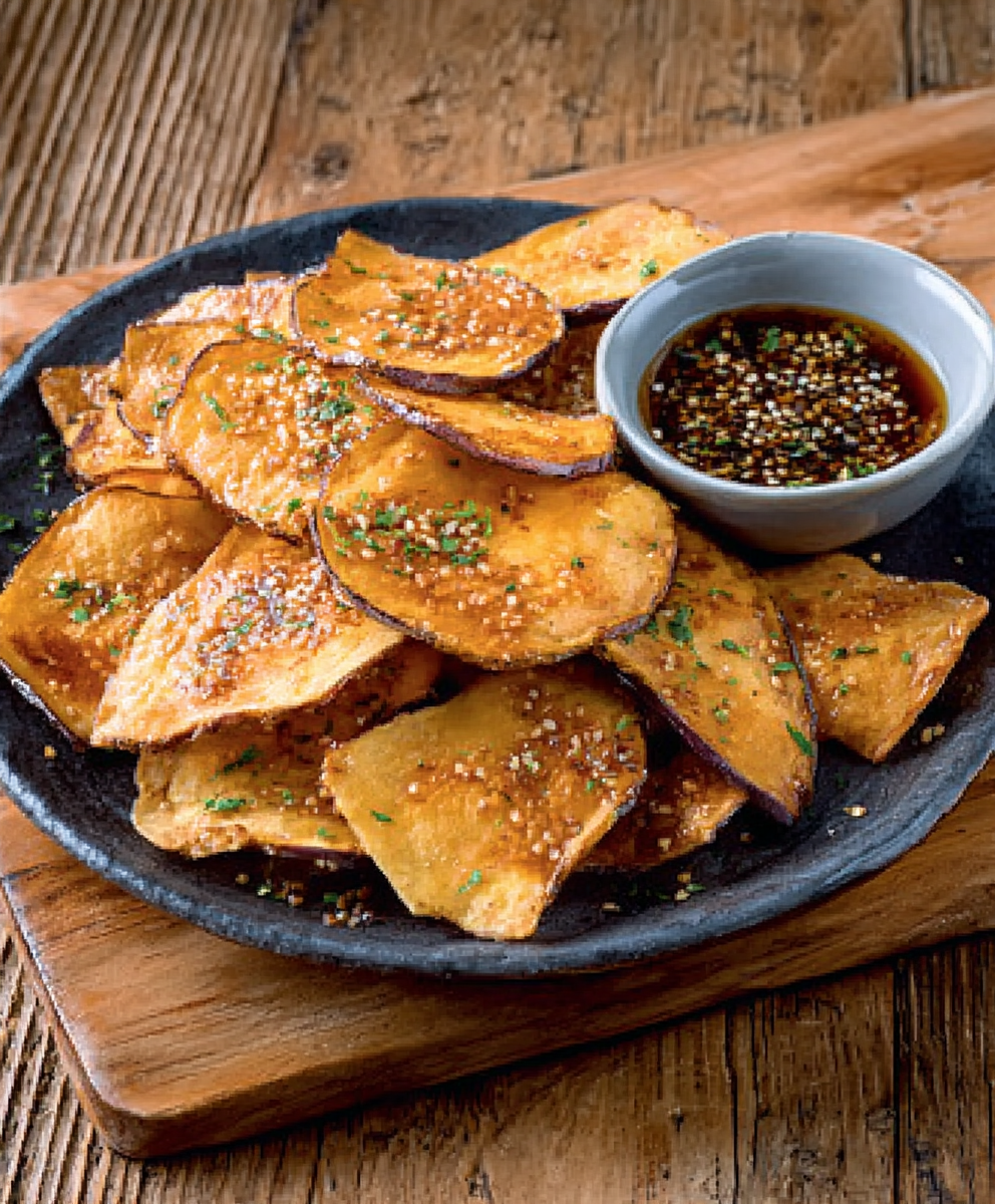 Crispy Eggplant Chips with Honey