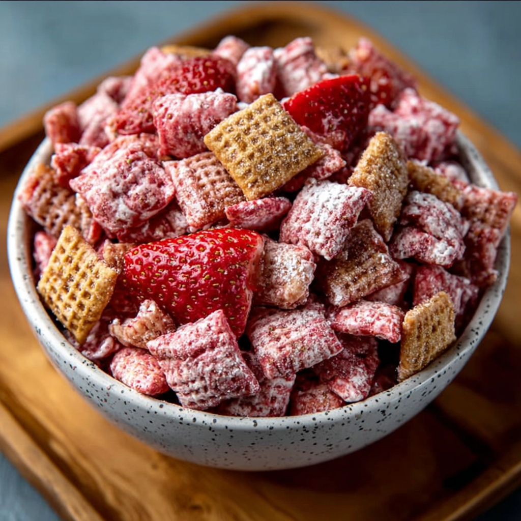 Easy Strawberry Shortcake Puppy Chow