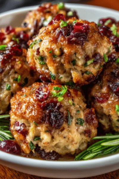 Festive Cranberry Turkey Stuffing Balls