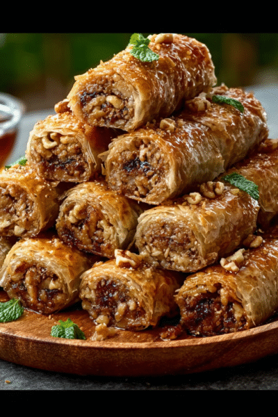 Fig & Walnut Baklava Rolls