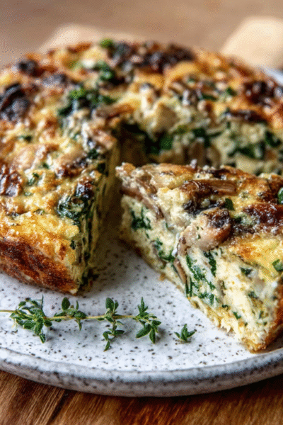 Foraged Wild Garlic & Mushroom Frittata