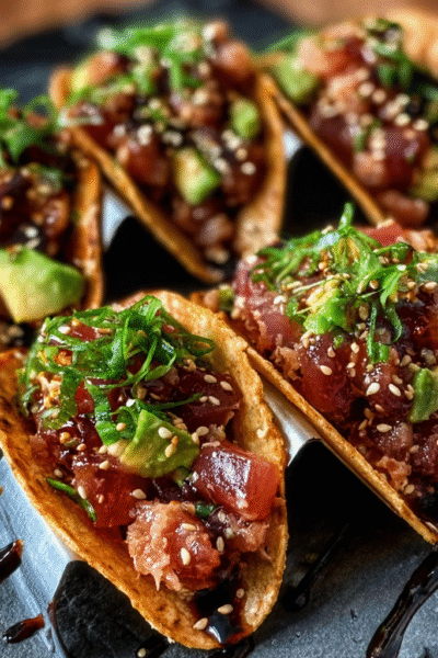Japanese-Inspired Spicy Tuna Tartare Tacos