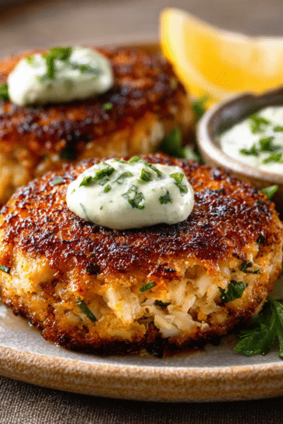 Lemon-Pepper Crab Cakes with Basil Aioli