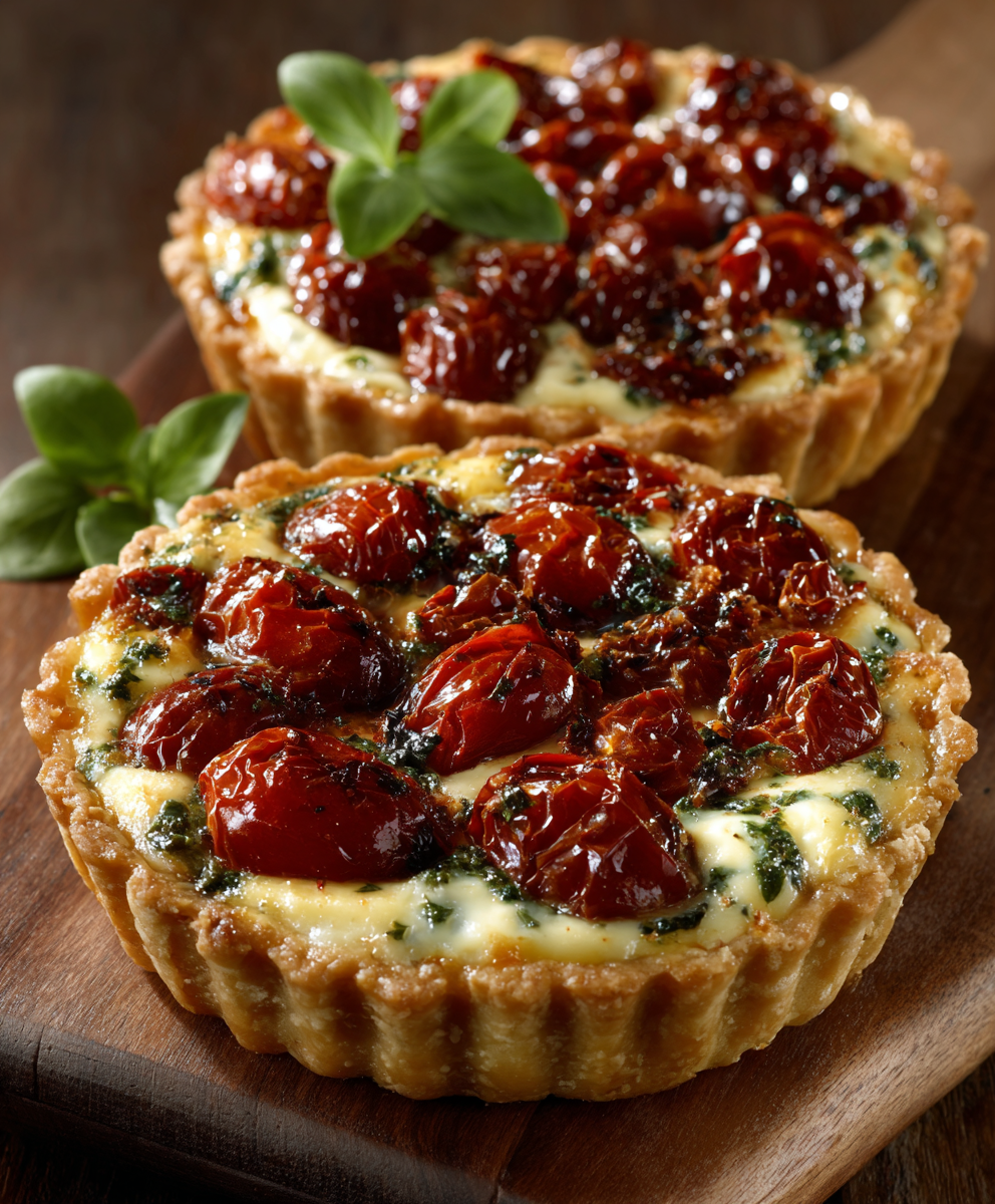 Mini Cherry Tomato and Basil Tarts