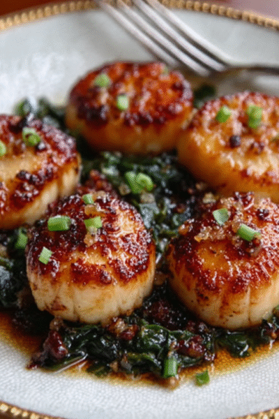 Miso-Maple Glazed Seared Scallops with Chive Butter