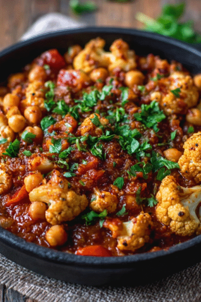 Moroccan Spiced Chickpea & Cauliflower Tagine