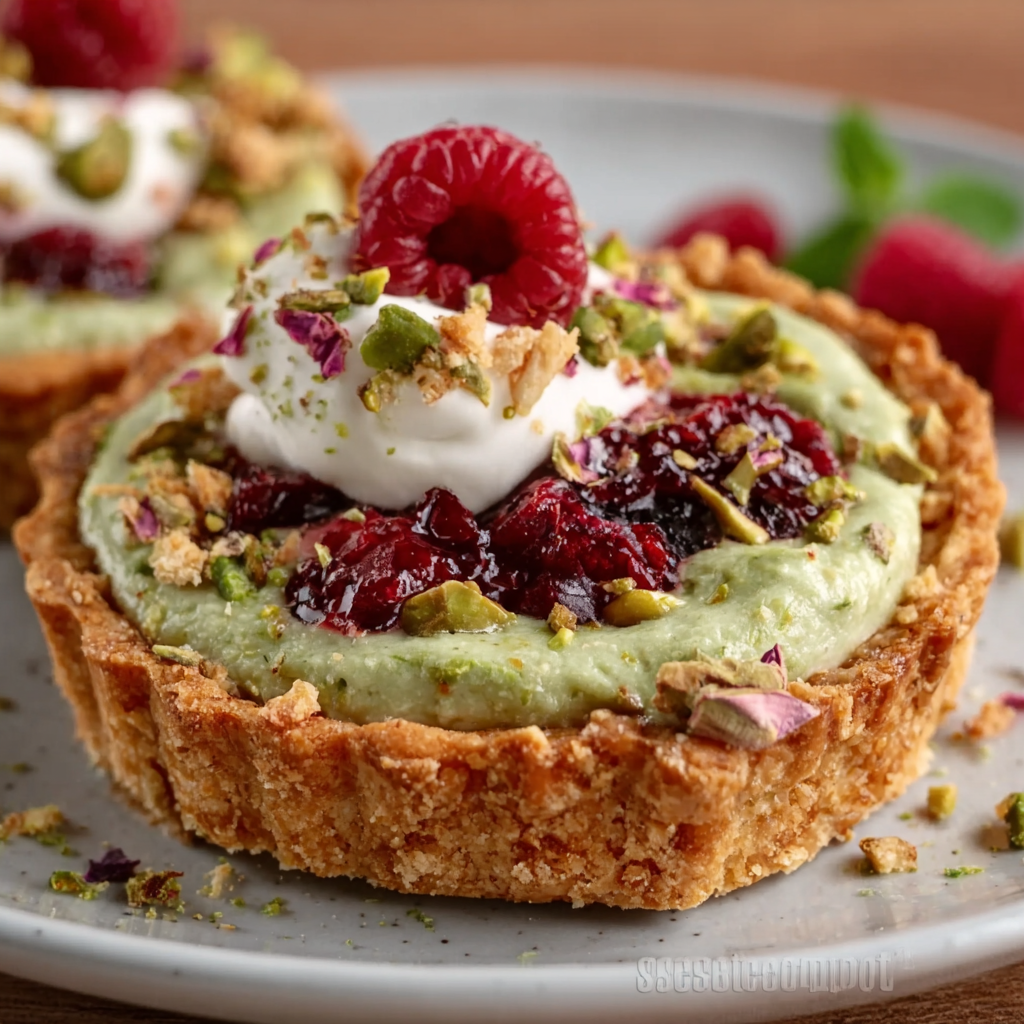 Rose Pistachio Cream Tartlets