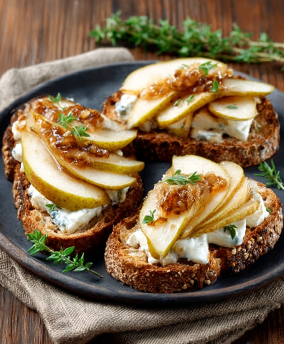 Rye Toast with Pear and Brie
