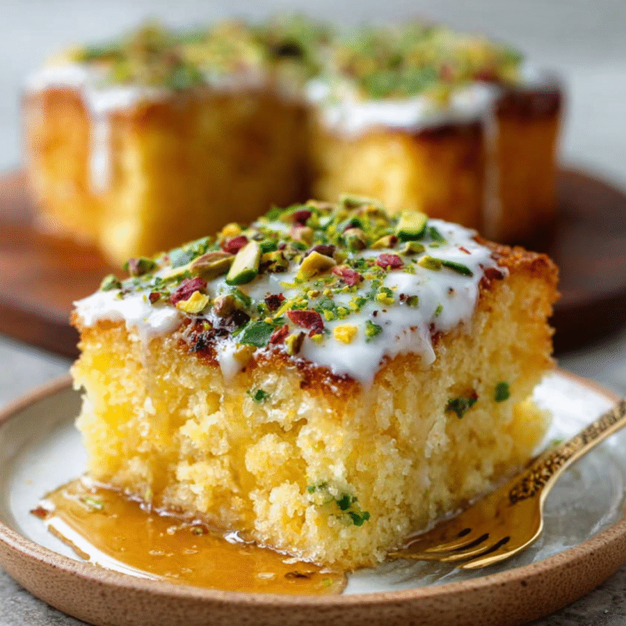 Saffron Pistachio Milk Cake