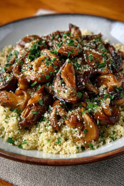 Sautéed Wild Mushrooms with Herb-Infused Couscous