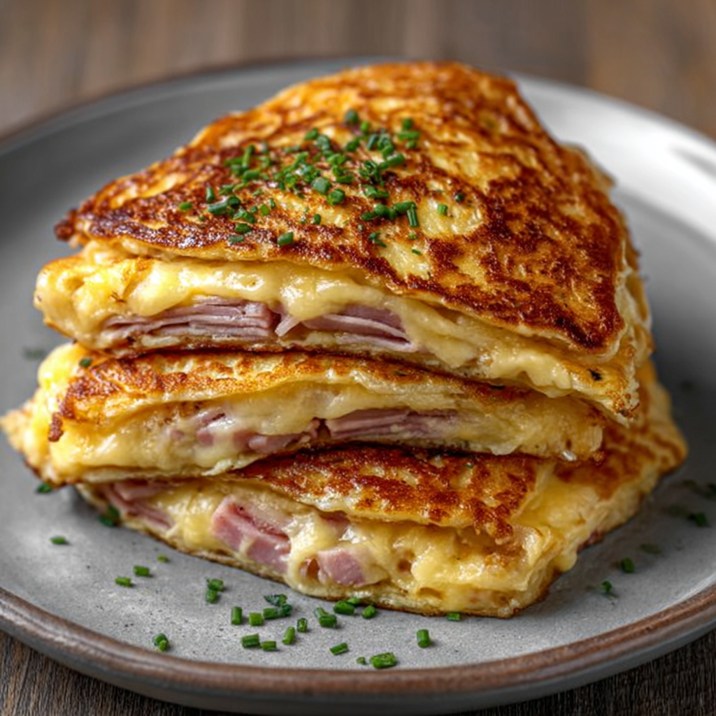 Savory Pancakes with Ham and Cheese