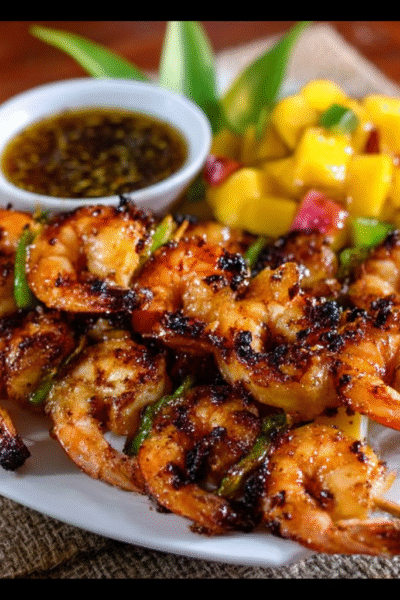 Sichuan Peppercorn & Mango Glazed Shrimp Skewers