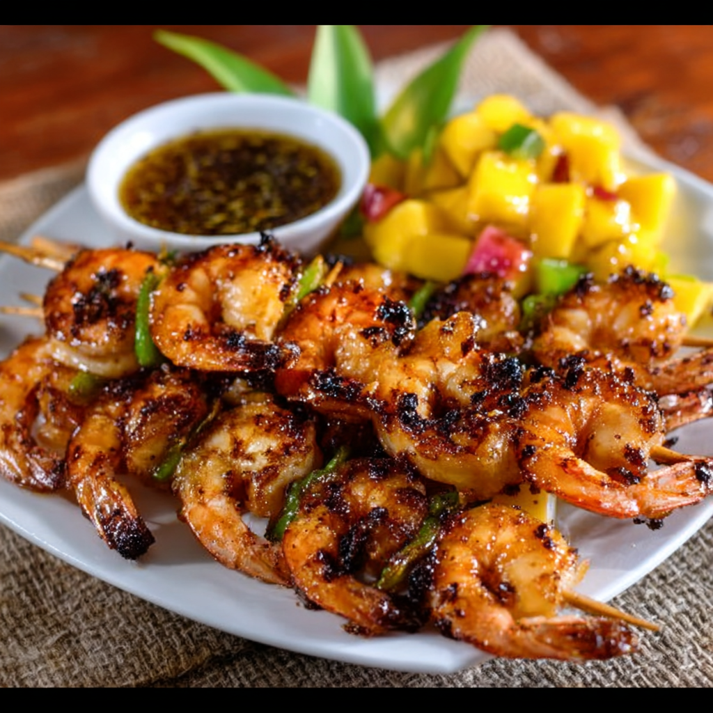 Sichuan Peppercorn & Mango Glazed Shrimp Skewers