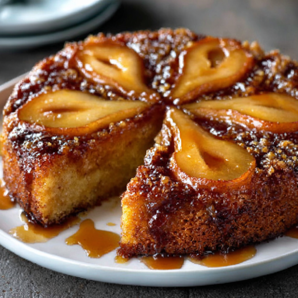 Spiced Pear Upside Down Cake Recipe