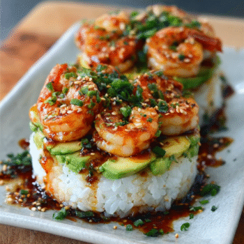 Spicy Shrimp Sushi Stacks