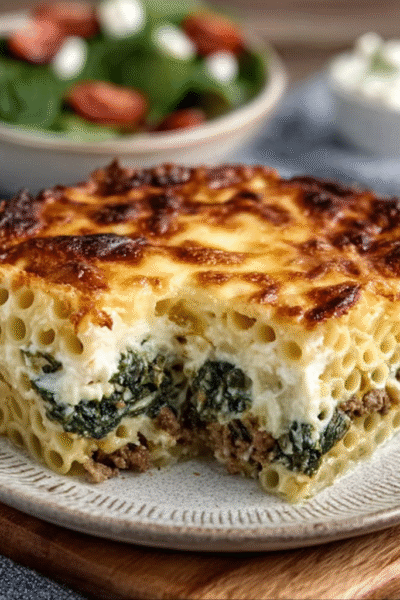 Spinach and Feta Pastitsio Pie