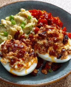 Stuffed Eggs with Tuna and Roasted Pepper