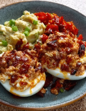 Stuffed Eggs with Tuna and Roasted Pepper