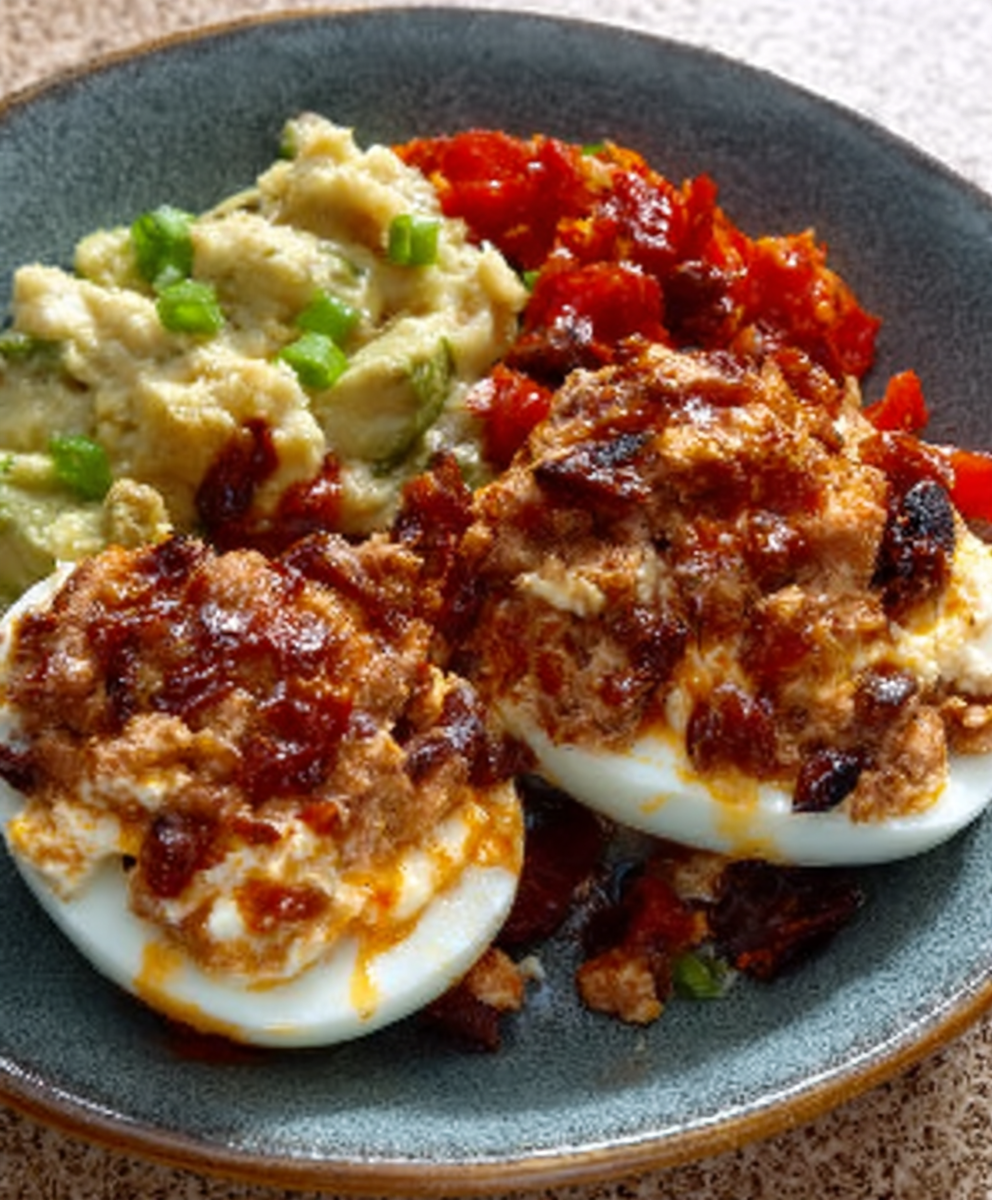 Stuffed Eggs with Tuna and Roasted Pepper