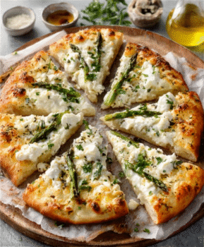 White Pizza with Asparagus and Ricotta