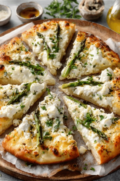 White Pizza with Asparagus and Ricotta