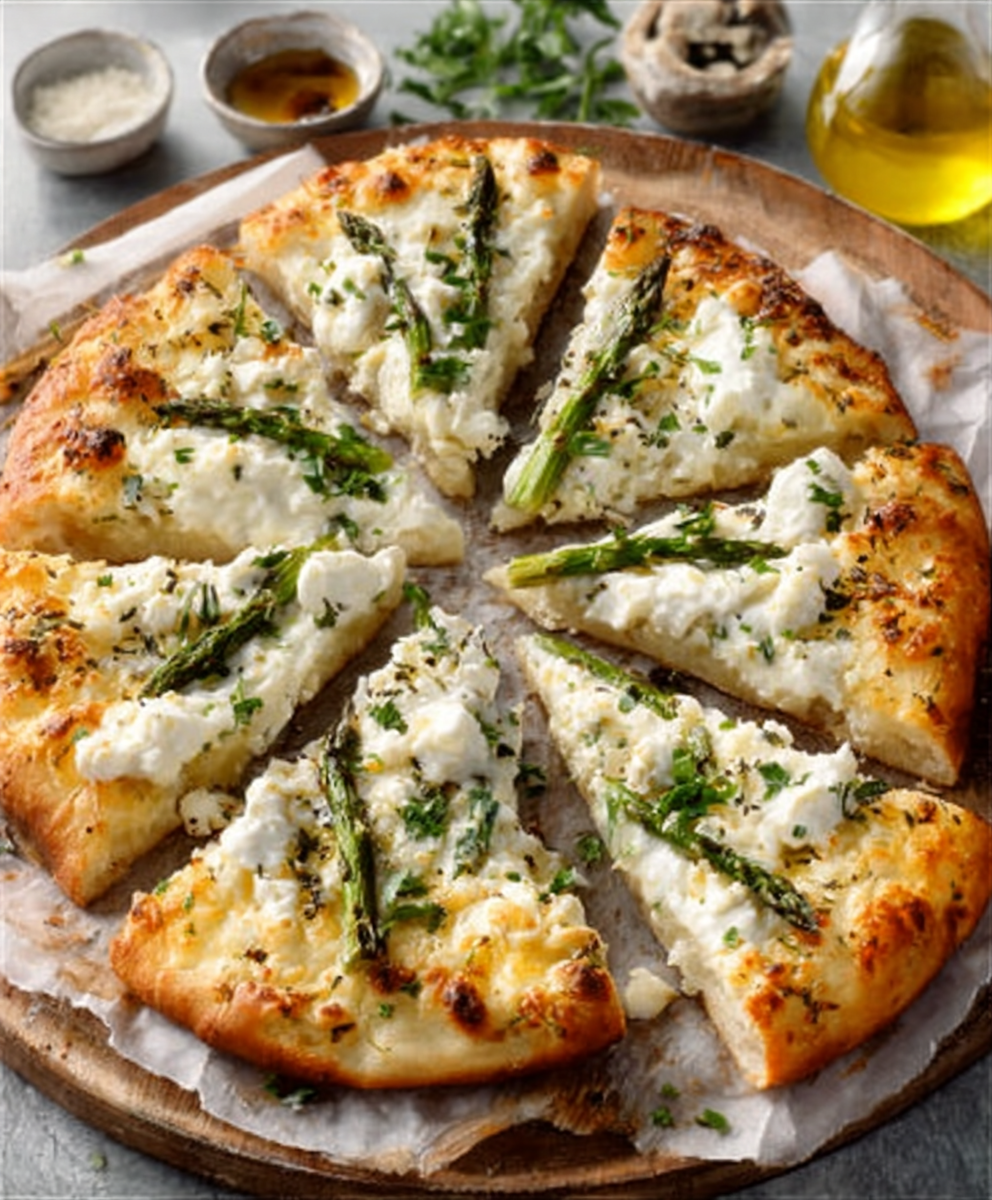White Pizza with Asparagus and Ricotta