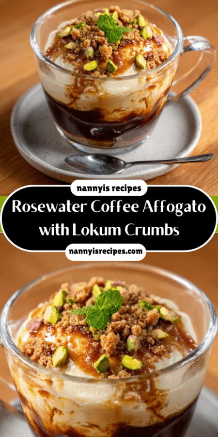 Rosewater Coffee Affogato with Lokum Crumbs delights your palate! 7 10 1