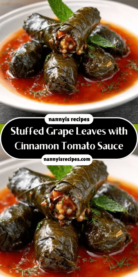Stuffed Grape Leaves with Cinnamon Tomato Sauce bring flavor. 7 15 1