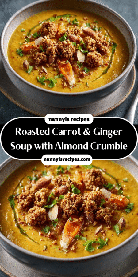 Roasted Carrot & Ginger Soup with Almond Crumble delights! 7 17 4
