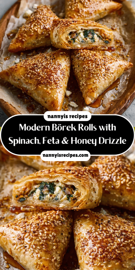 Modern Börek Rolls with Spinach, Feta & Honey Drizzle are a delightful treat! 6 3 6