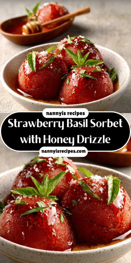 Strawberry Basil Sorbet with Honey Drizzle is irresistible! 7 5
