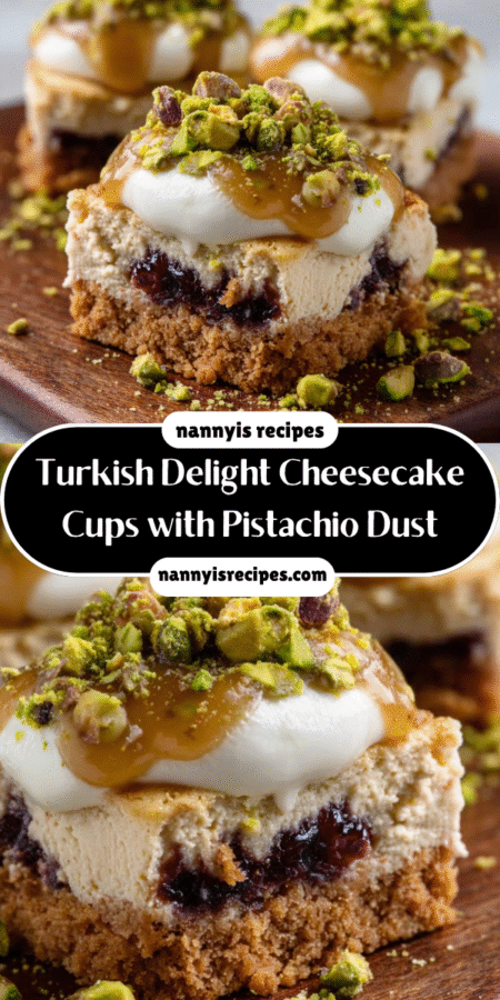 Turkish Delight Cheesecake Cups with Pistachio Dust Delight! 7 9 6